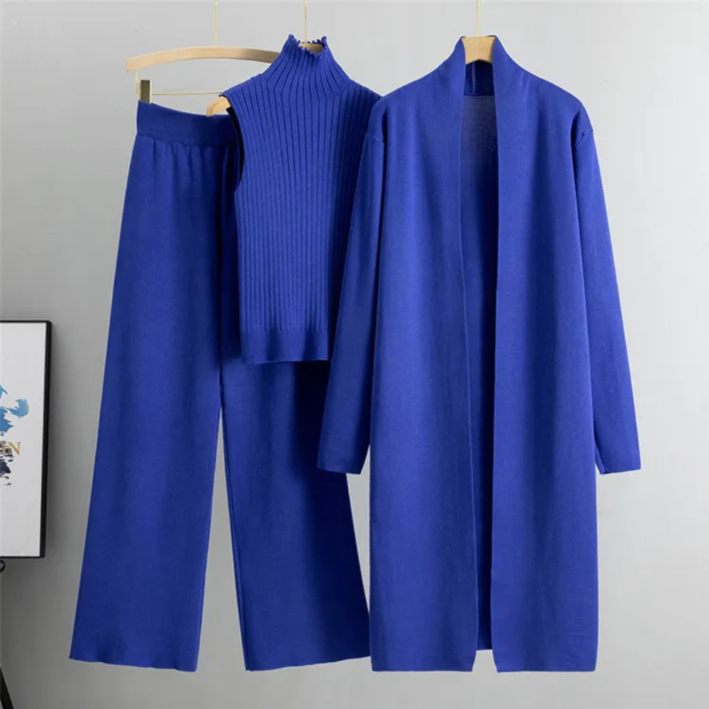Claire | Women's Three-Piece Set with Wide-Leg Pants and Top