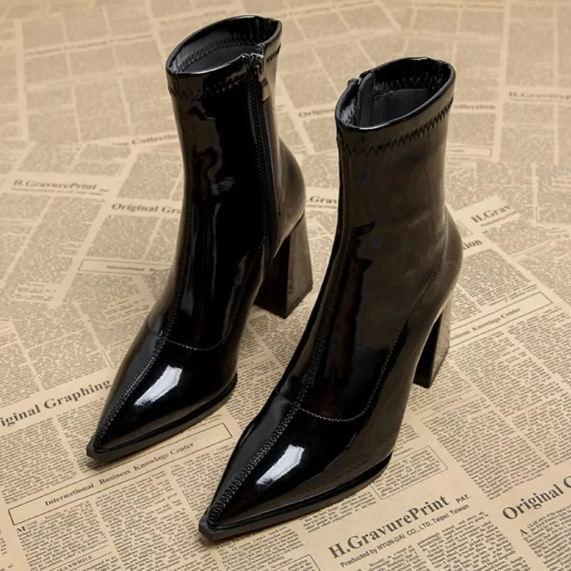 Addison | Women's Luxe Ankle Boots with Pointed Toe and Block Heel